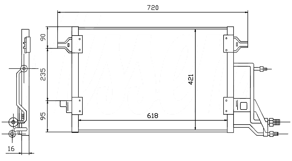 Радиатор кондиционера 1,8 20V/1,8 20V TURBO/1,9 TDI/2,4 V6/2,8 V6 AUDI (A6), 05.97 - 05.01